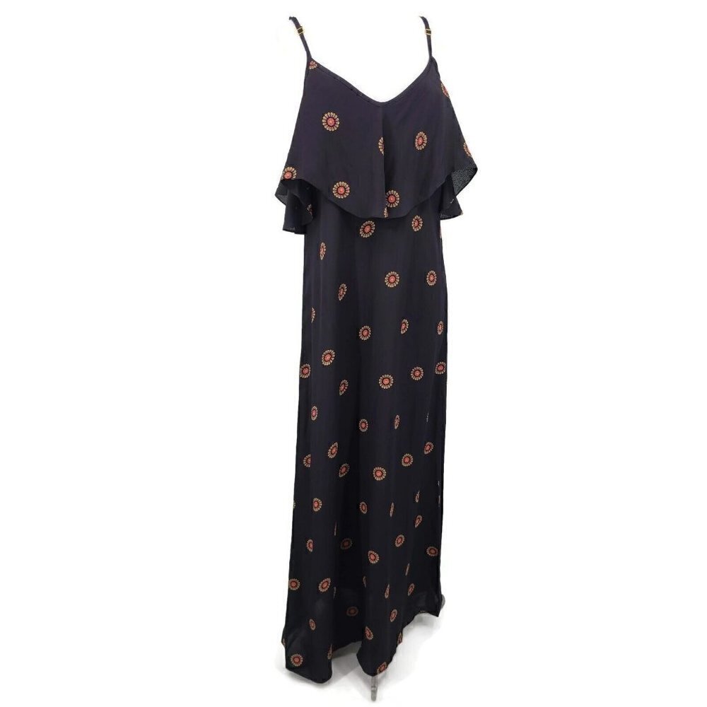 New Flynn Skye Dreamy Maxi Dress Womens M Black Floral Rayon Cold Shoulder
